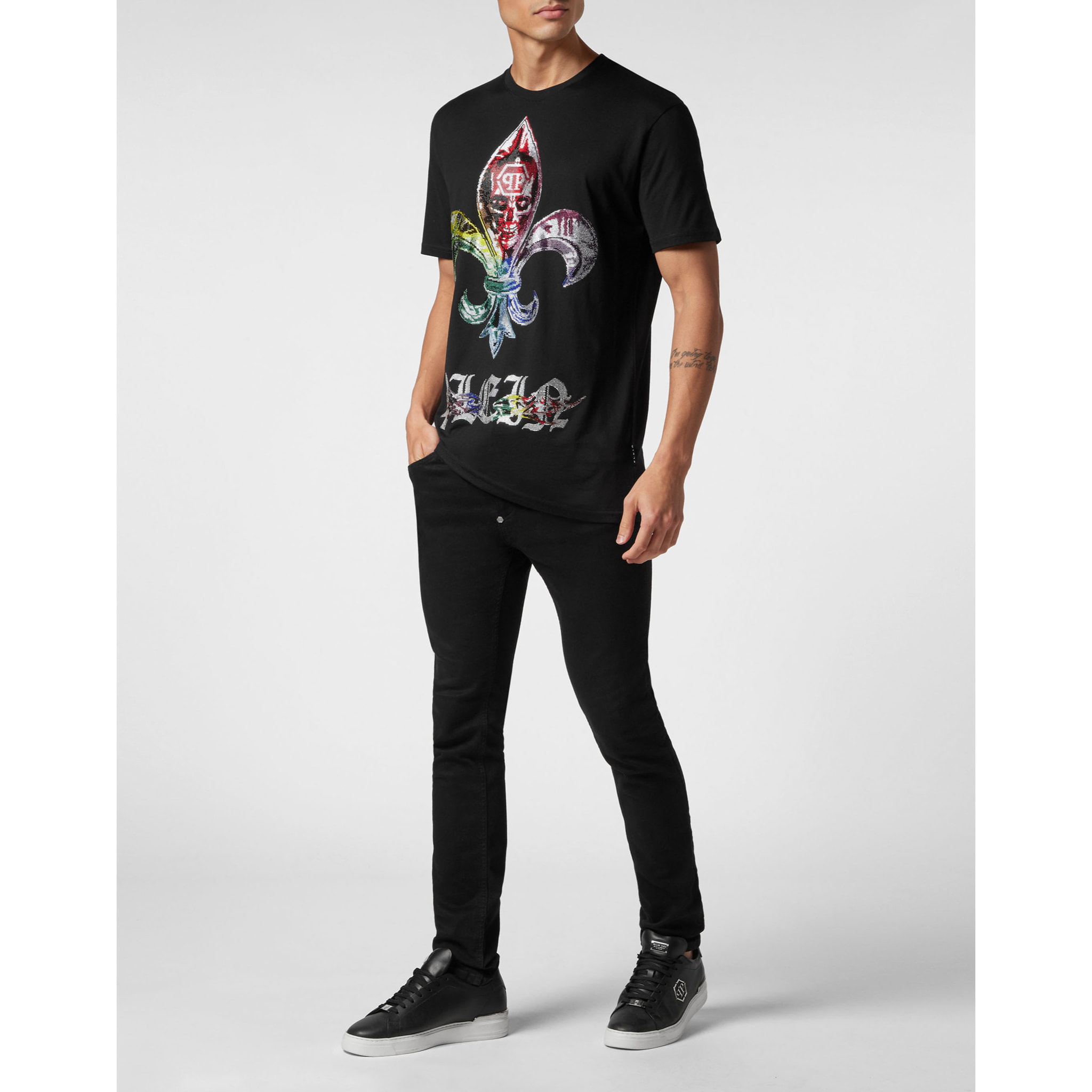 PHILIPP PLEIN Camiseta de cuello redondo y manga corta CHROME