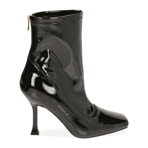 Ankle boots neri in naplack, tacco 9,5 cm