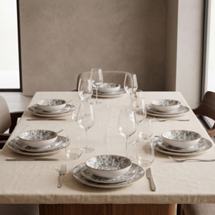 Servizio piatti effetto minerale in porcellana - Grigio Pietra