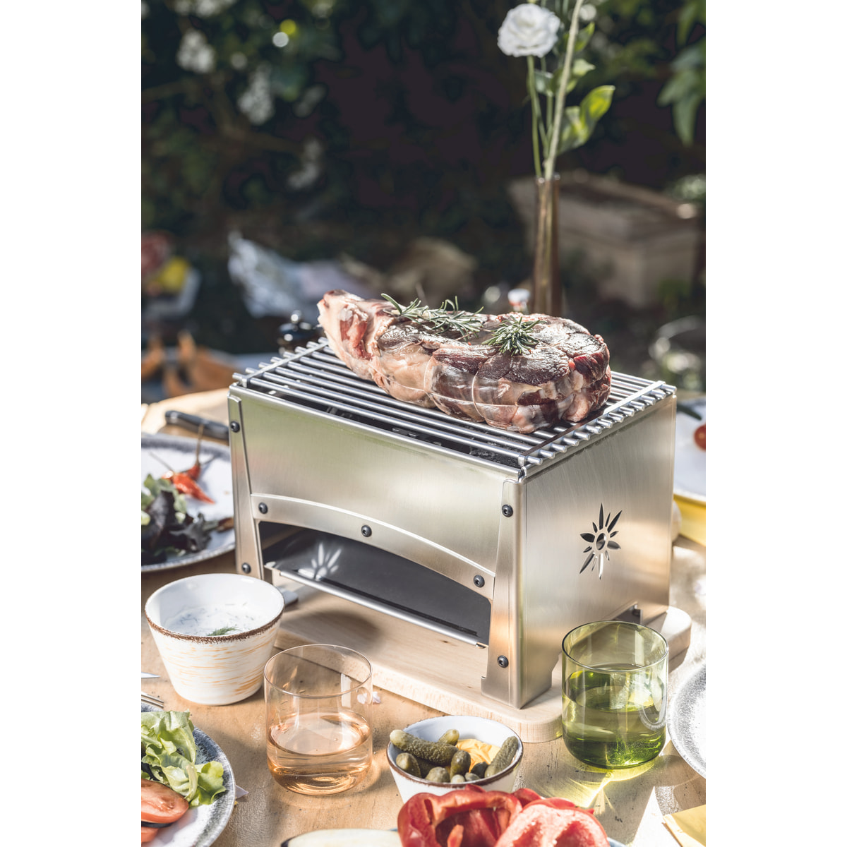 Braséro Bron Coucke Foyer 1 coté fermé pour utilisation extérieur (BBQ de table)