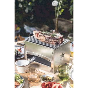 Braséro Bron Coucke Foyer 1 coté fermé pour utilisation extérieur (BBQ de table)