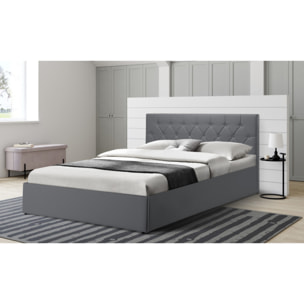 Lit coffre Hannah PVC avec sommier - Gris