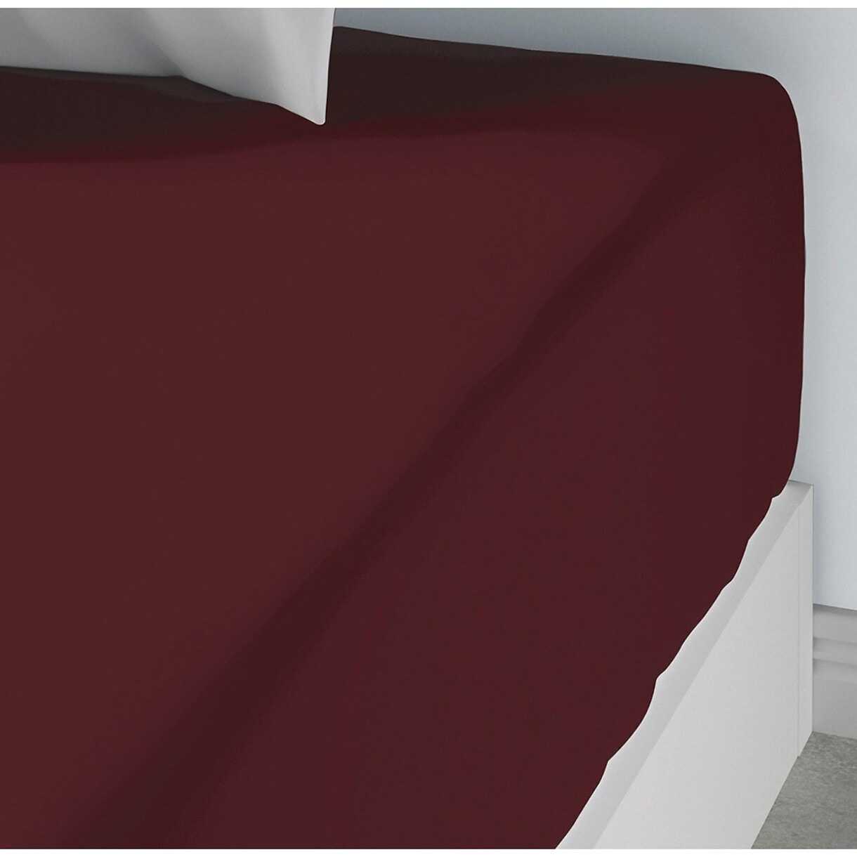 Drap Housse Coton 57fils Uni - Bonnet 35cm Grenat