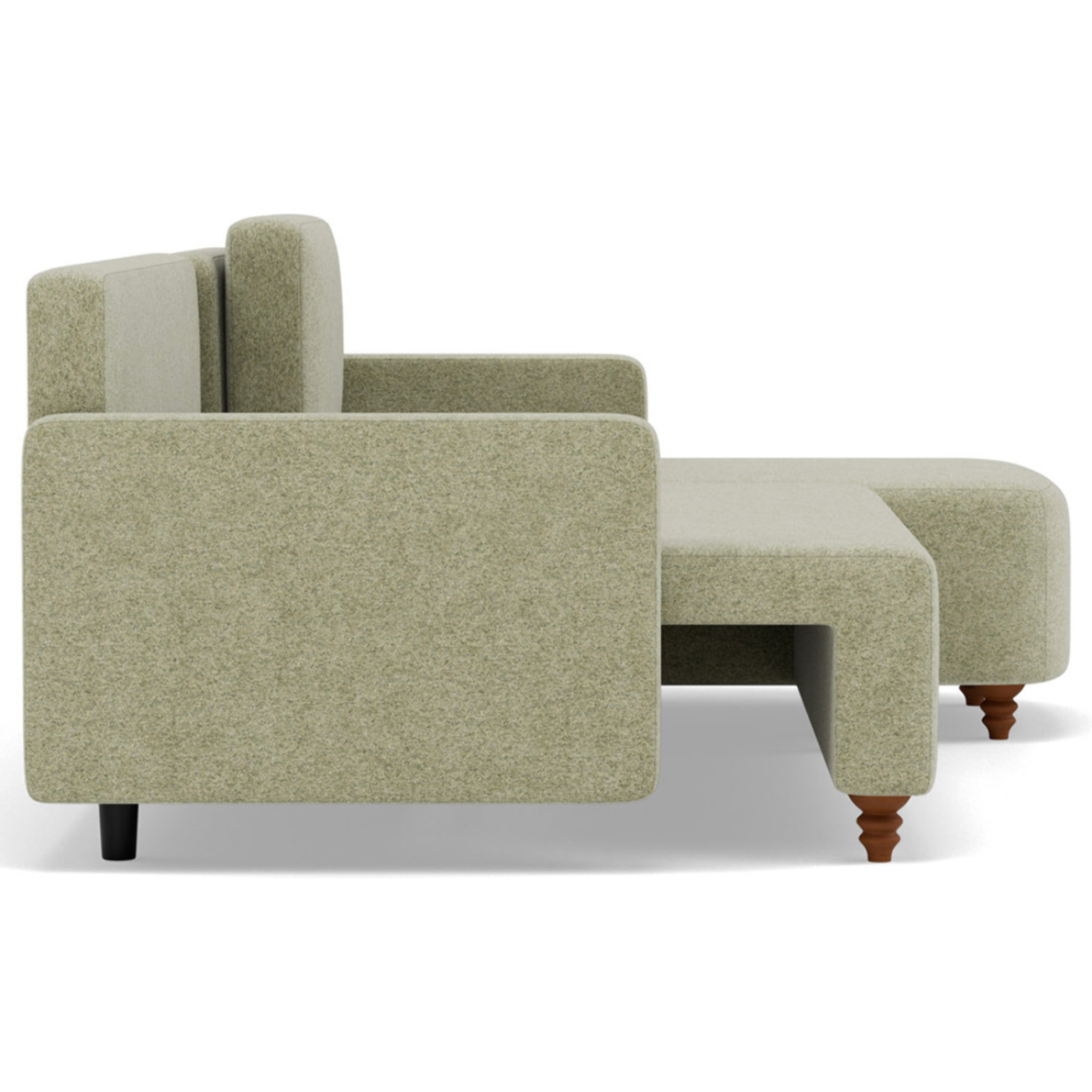 Calypso - canapé d'angle réversible 4 places convertible avec coffre en tissu - Vert sauge