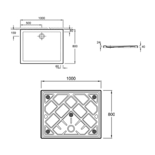 Receveur de douche 100 x 80 Gaspard extra-plat céramique