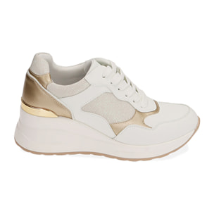 Sneakers bianche, zeppa 6 cm