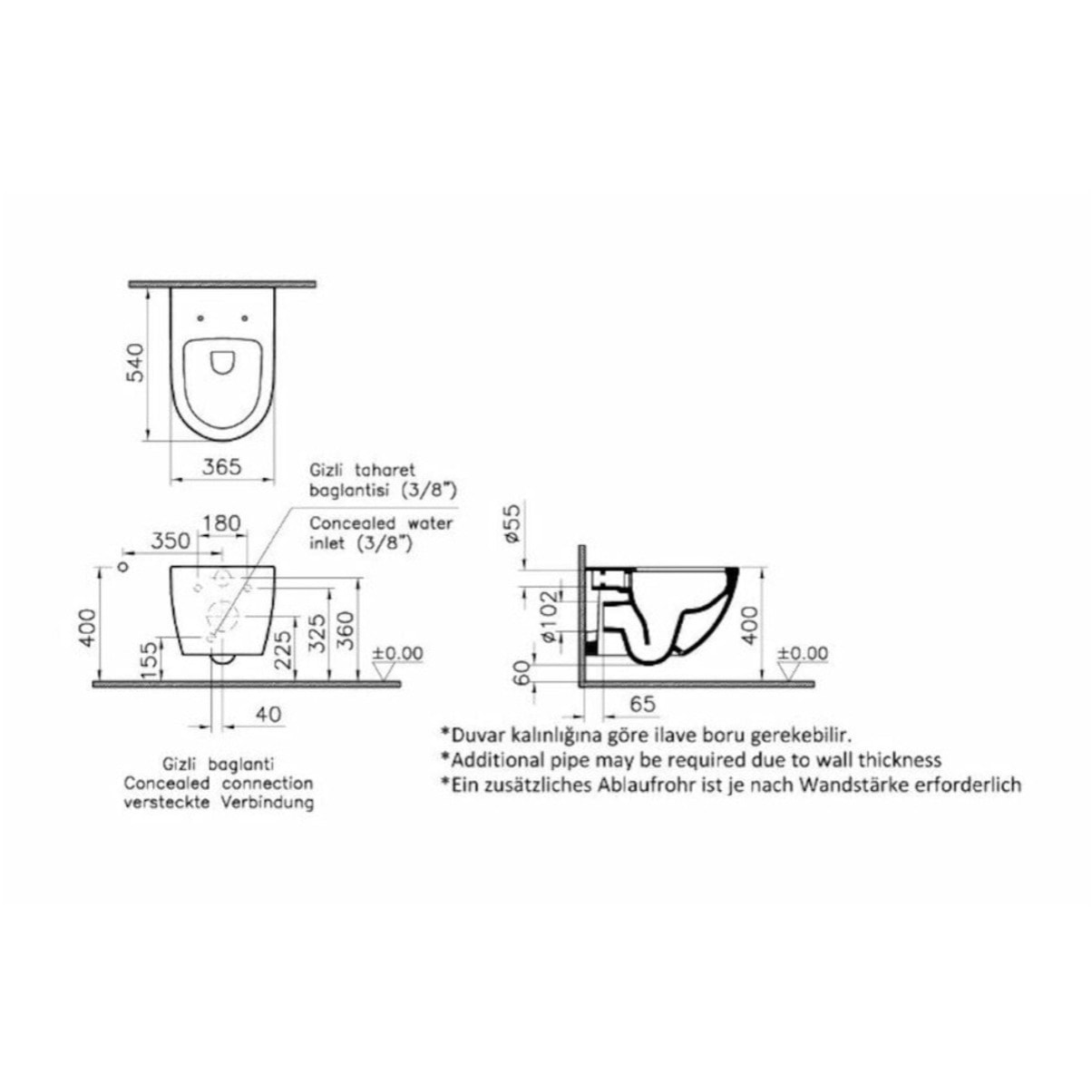 Toilette avec bidet Vitra Shift 7748-003-0559