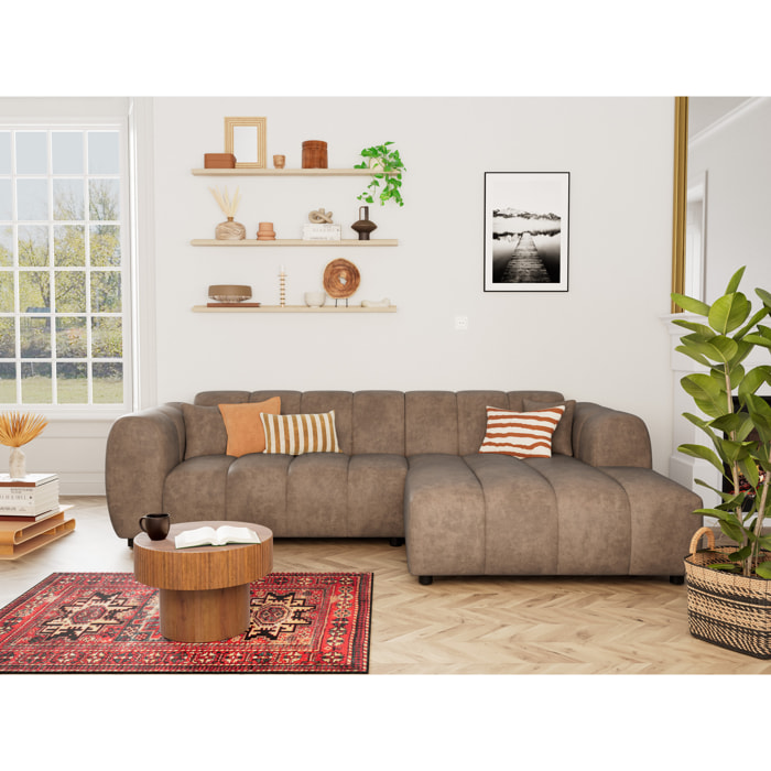 Curtis - canapé d'angle droit 4 places en simili - Taupe
