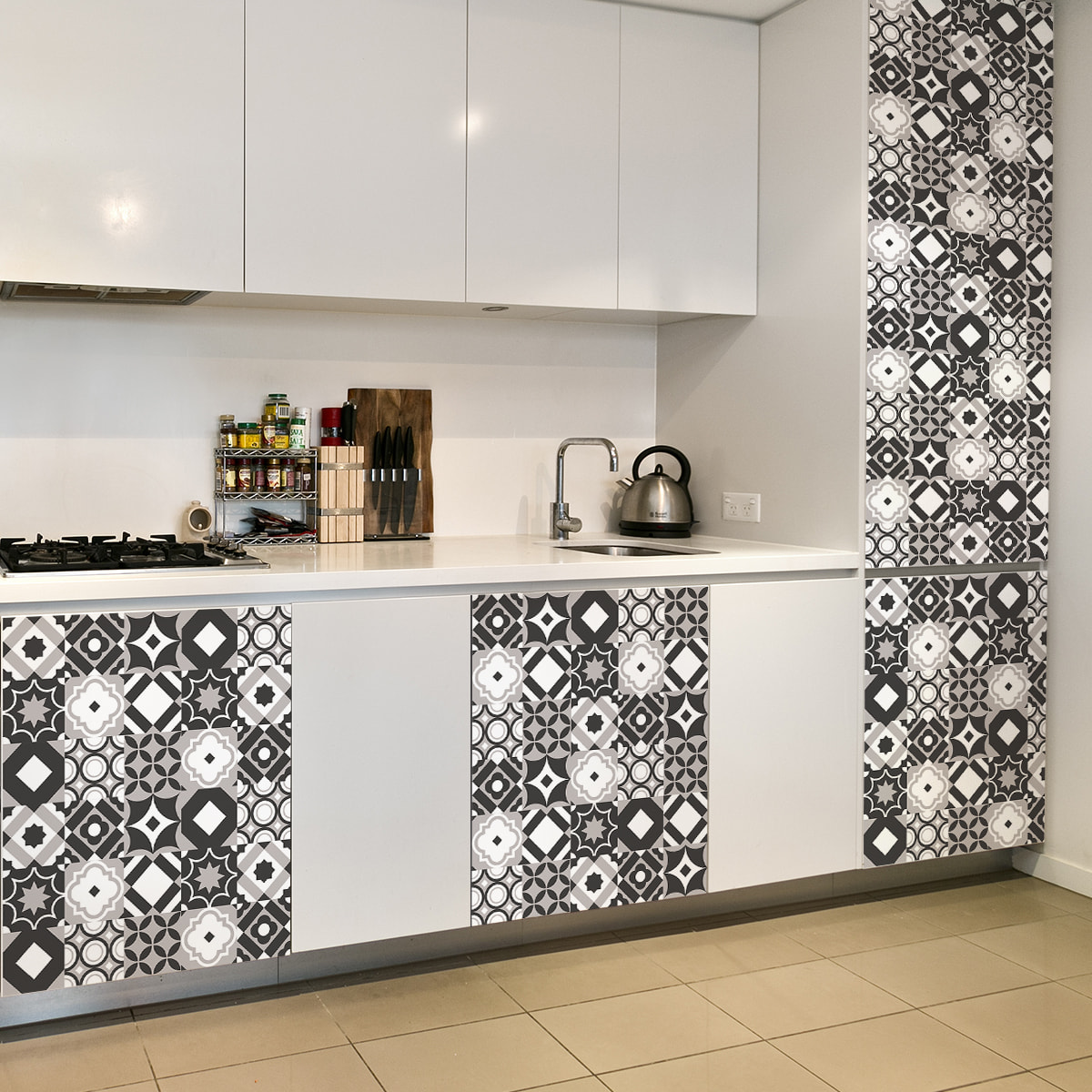 Stickers muraux - Sticker Mural Carrelage adhésif Cuisine Salle de Bain - 60 STICKERS CARRELAGES MEUBLE SANCHES