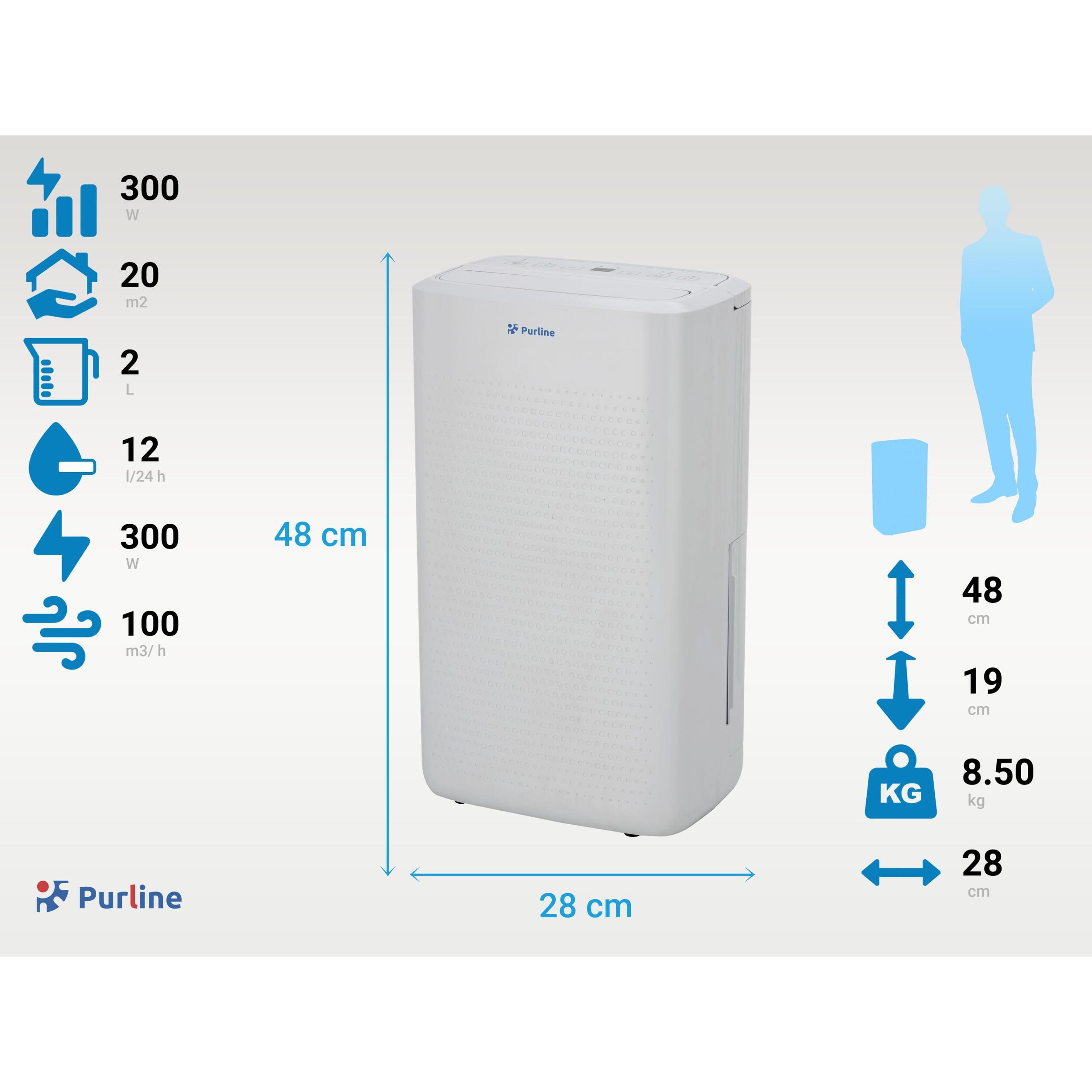 Deshumidificador con compresor de 12 l/d DRYOS 12 PURLINE