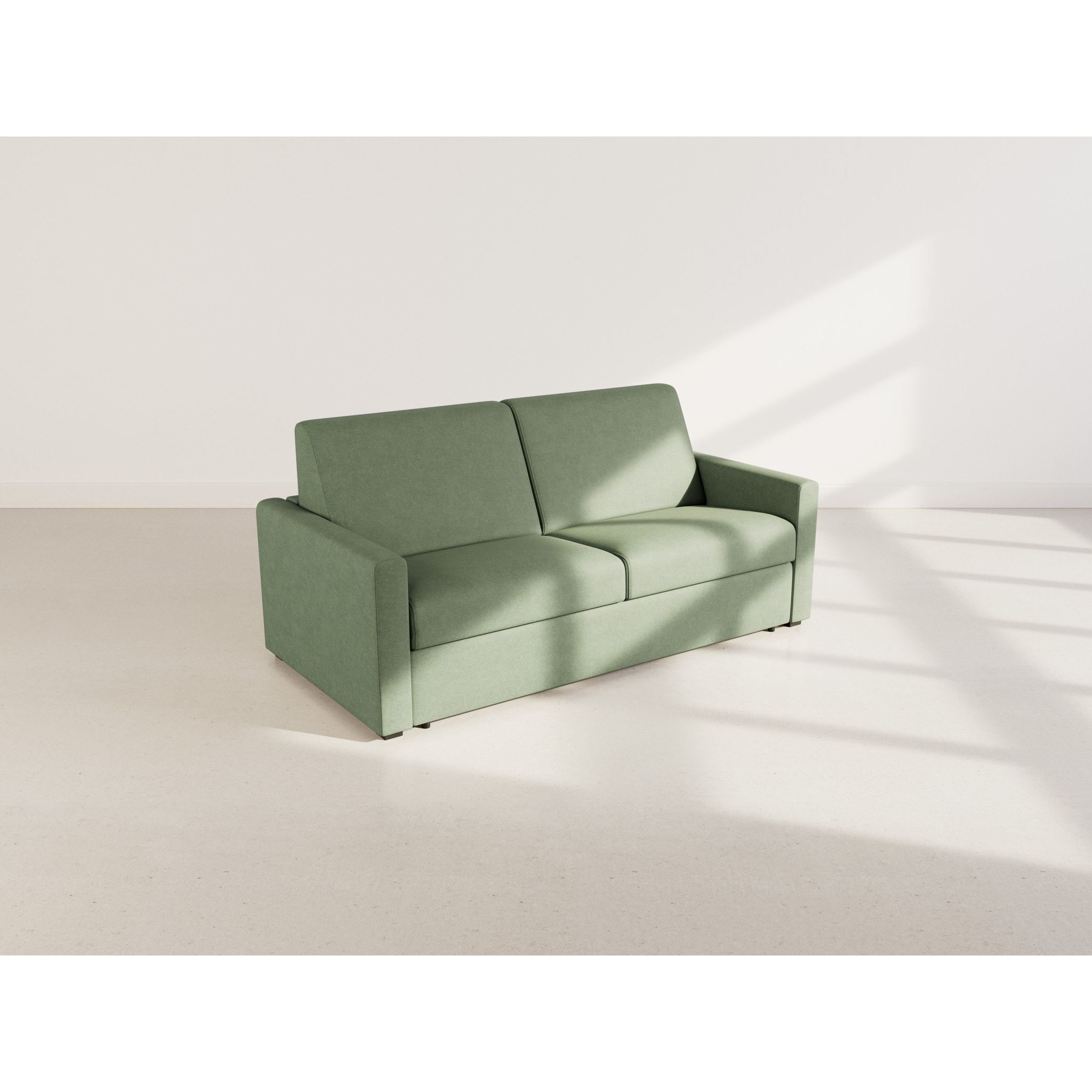 Julia - canapé lit 3 places convertible express couchage quotidien 140 cm matelas 18 cm en tissu - Vert