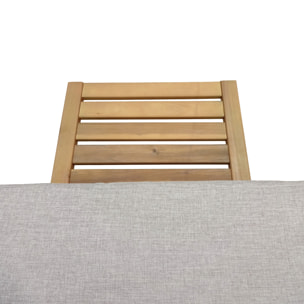 Bain de soleil pliant en acacia KANAWA - coussin sable