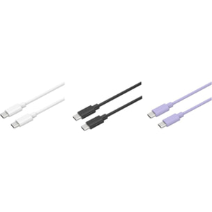 Câble USB C ESSENTIELB pack 3 câbles USB-C 1M Blanc/Noir/Mauve