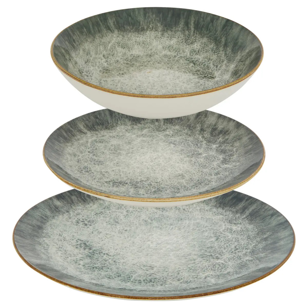 Service de table Juliette 12 pièce(s) vert L26,5xp2,4xH26,5cm