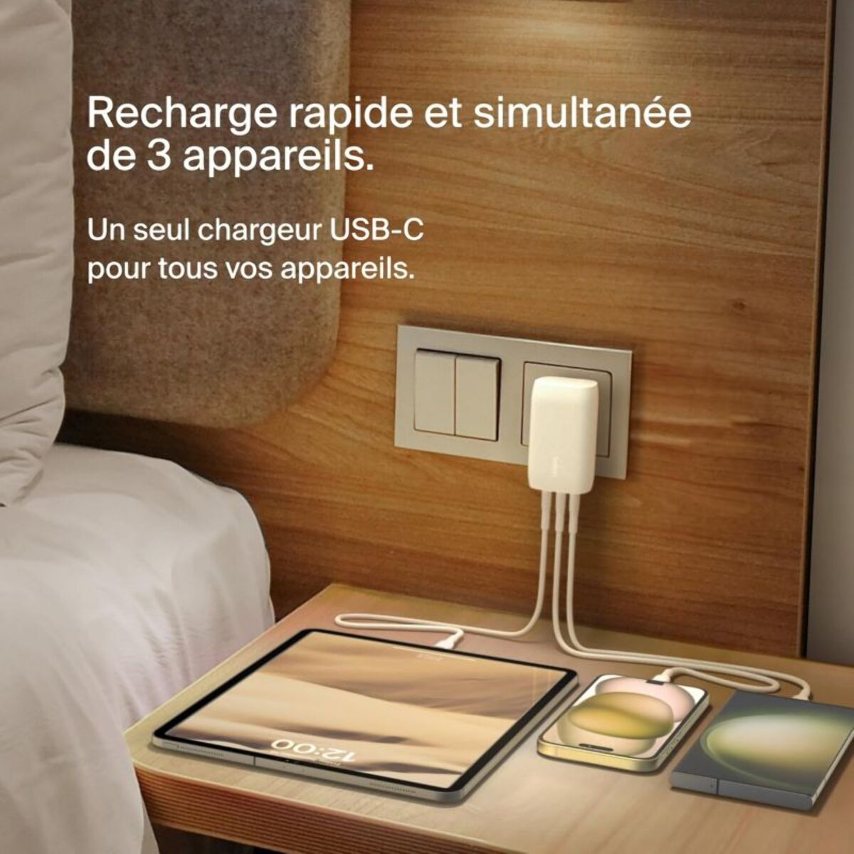 Chargeur BELKIN 3 port USB-C 67W PPS + cable USB C