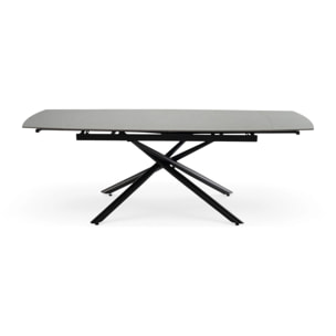 Tavolo allungabile BONIFACIO in ceramica,finitura pietra grigio e gambe in metallo verniciato nero - 160-220×80x76 cm