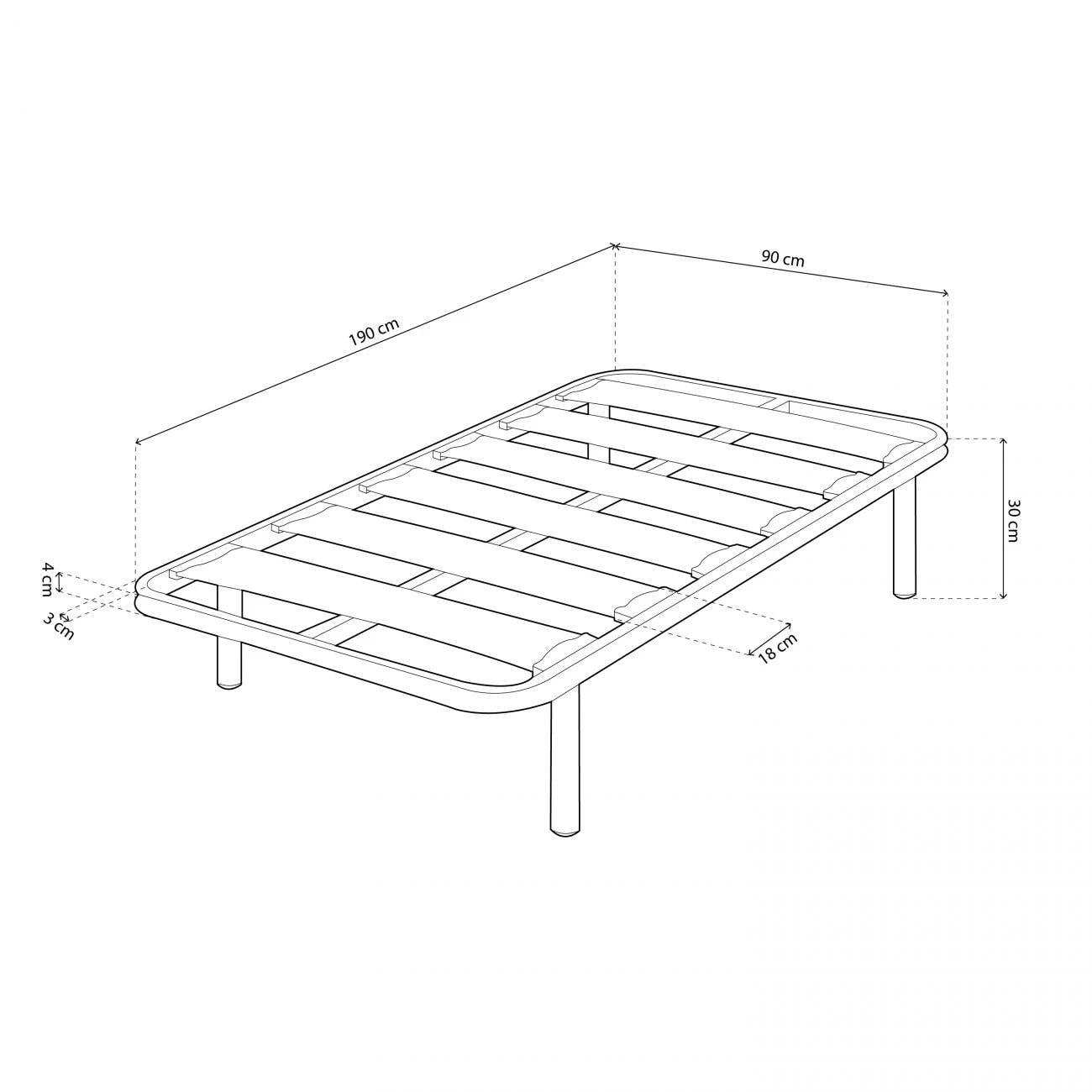 Somier láminas RX Carbon - Con patas