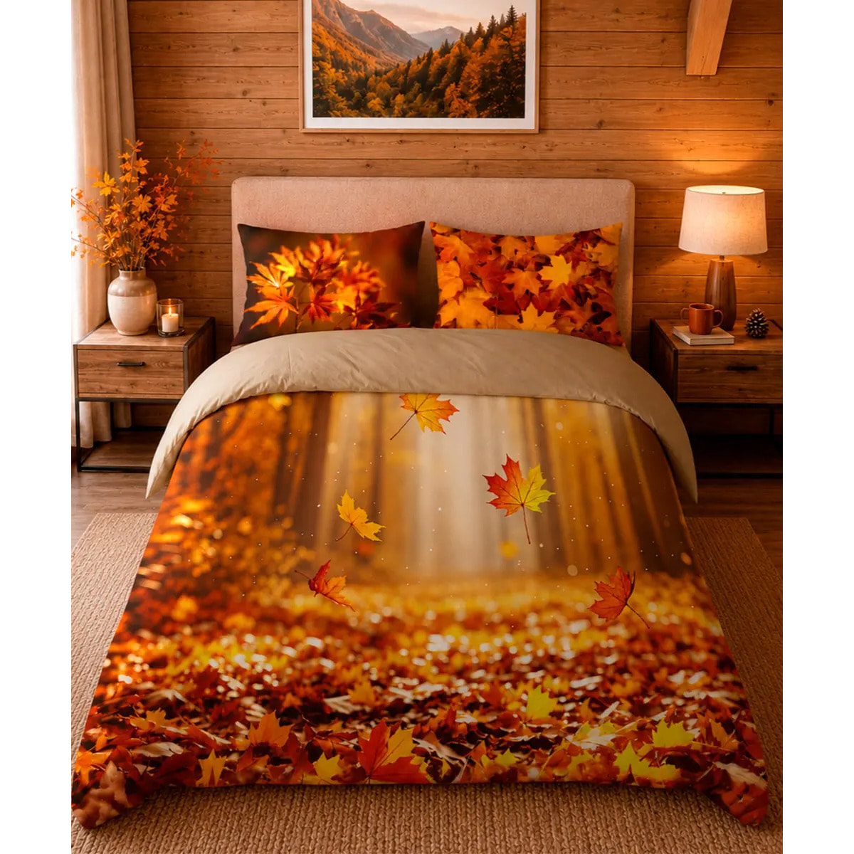 Parure Copripiumino Vibes foliage autunnale 100% cotone