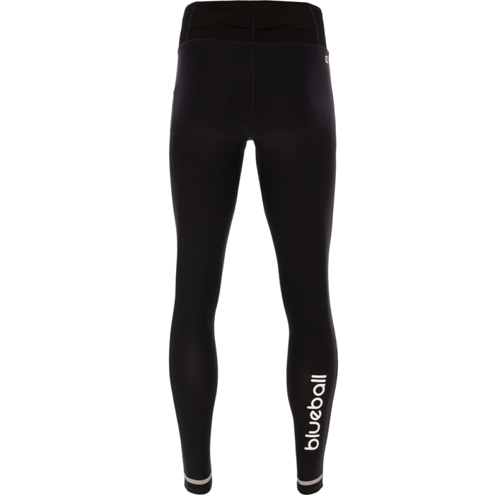 PANTALONI A COMPRESSIONE LUNGHI DA CORSA BLUEBALL DA UOMO IN NERO.