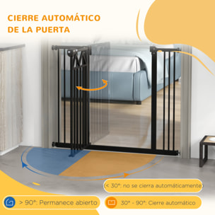 Barrera de Seguridad Extensible Barrera para Mascotas con Cierre Automático y Sistema de Doble Bloqueo para Puerta Pasillo Escalera 74-100x76 cm Negro