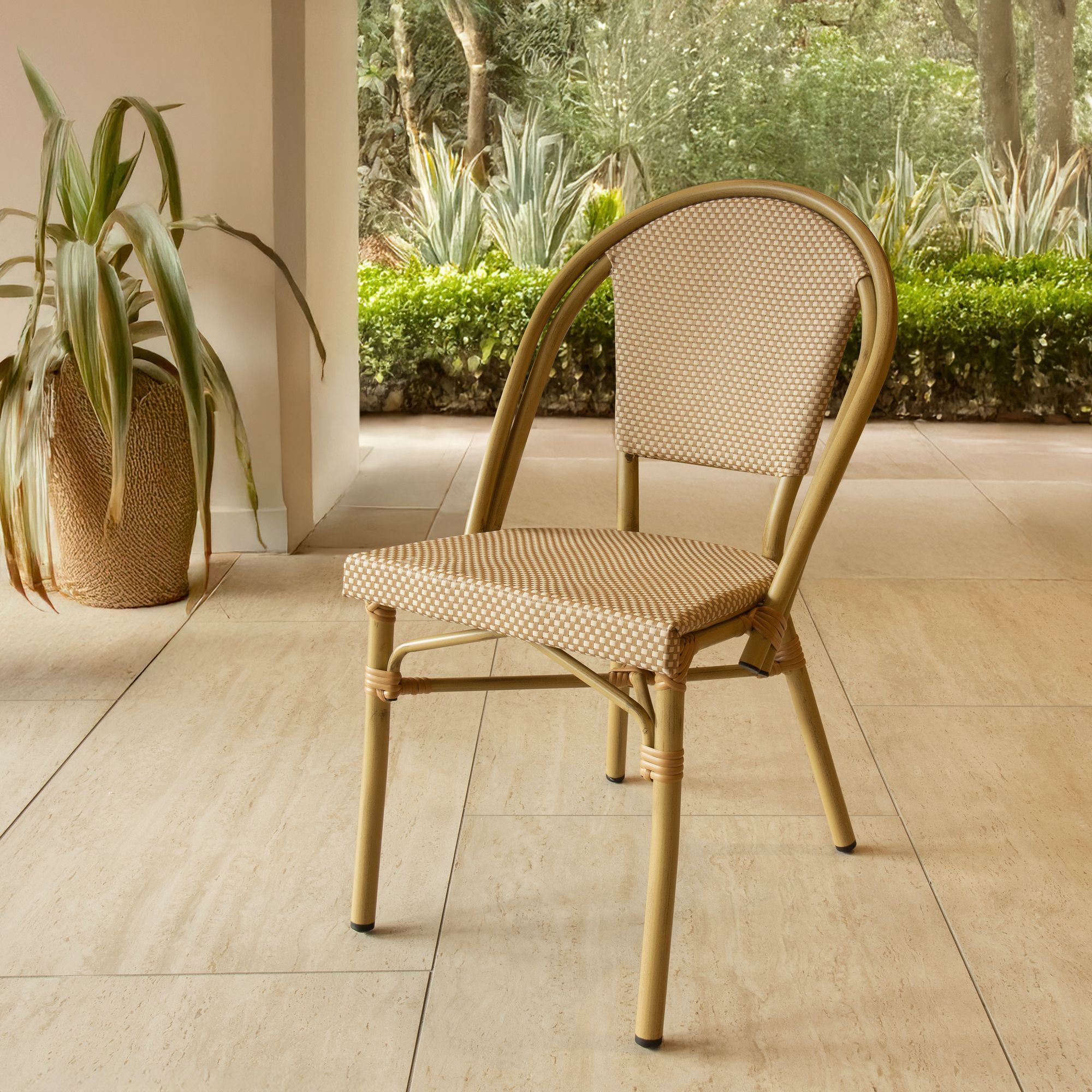 Lot de 2 chaises d'extérieur beige avec structure aluminium AMALFI