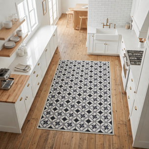 Tapis de cuisine, motif géométrique kilim tissé, GUME