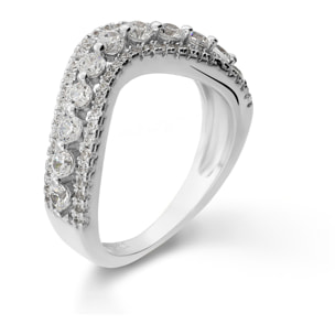 Anello Riviera Onda in Argento 925 con Cubic Zirconia