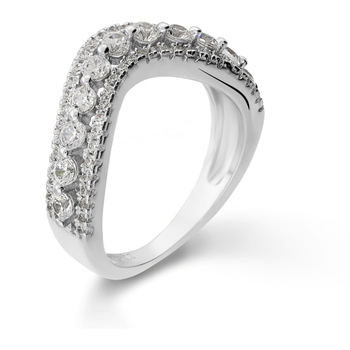 Anello Riviera Onda in Argento 925 con Cubic Zirconia