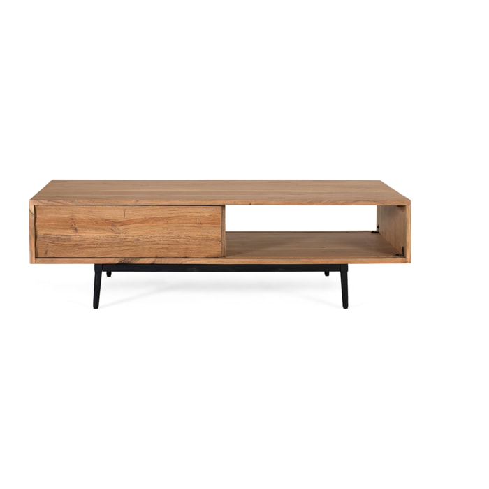Table Basse en Bois d’Acacia 120 cm Style Rustique Moderne