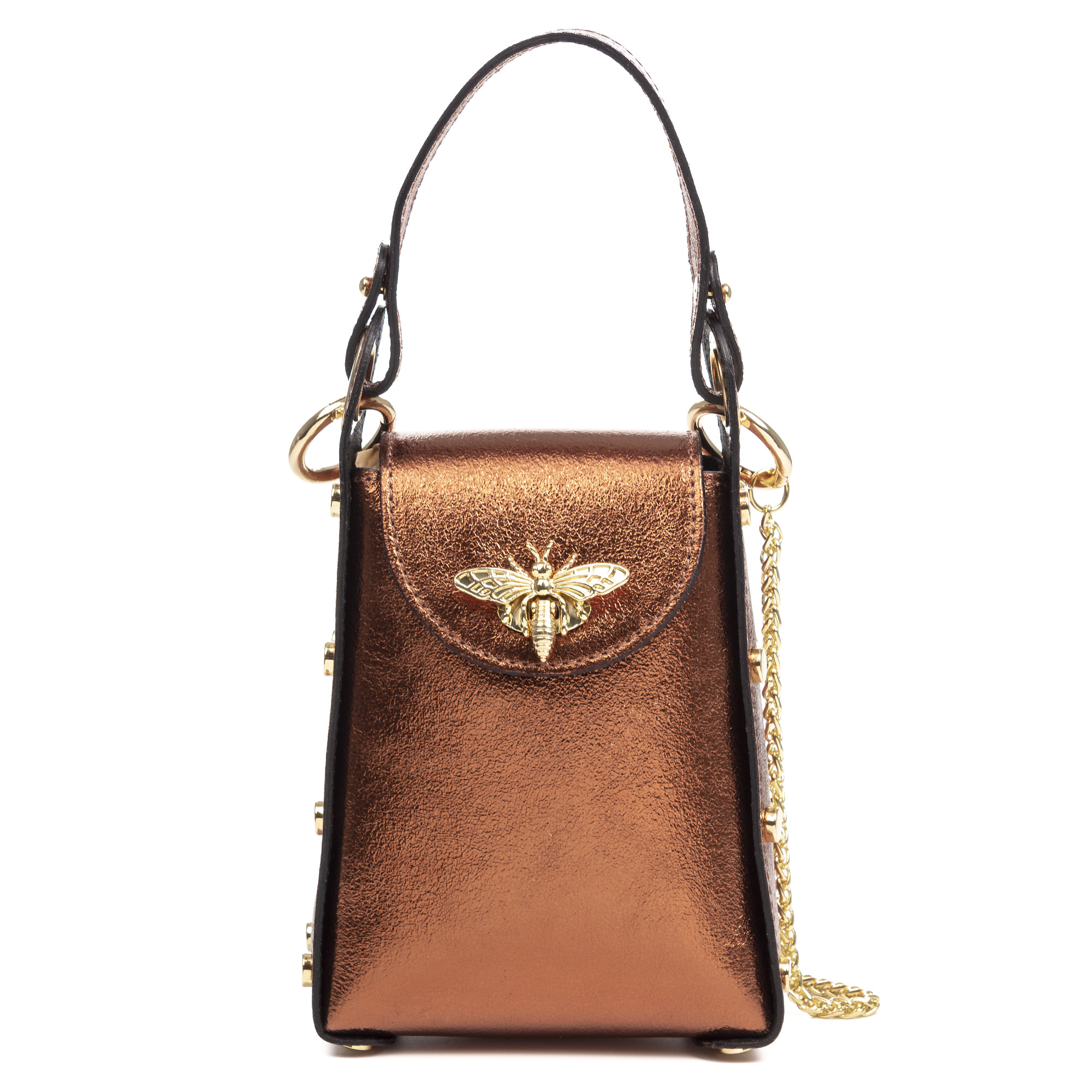 Alviano borsa a mano donna. Vera pelle scamosciata con finitura lucida.