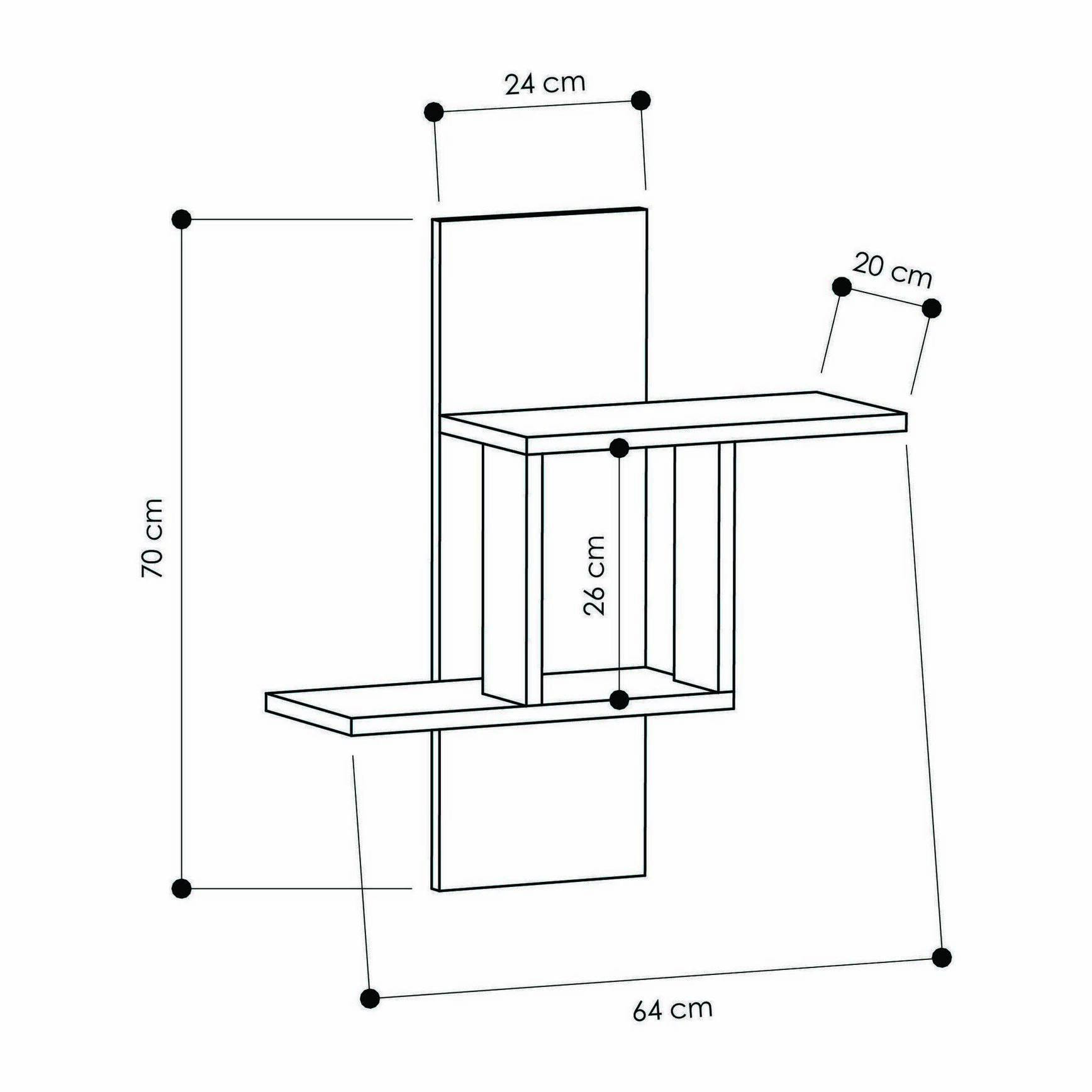 Mensola Dmatej, Scaffale, Ripiano a muro, Scaffalatura multiuso, 64x20h70 cm, Bianco