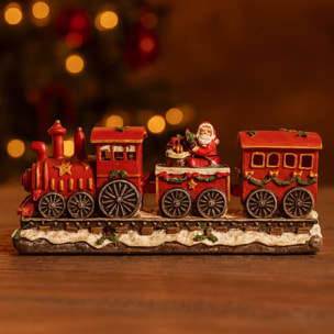 Tren navideño decorativo con locomotora y 2 vagones, con luces led y móviles 39x11x17cm - 2 diseños (surtido)