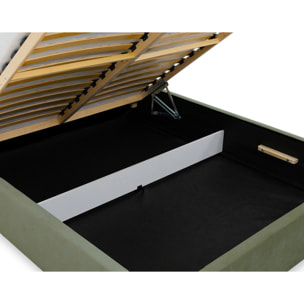 John - lit coffre - 160x200 cm - en velours - sommier inclus - Vert Kaki