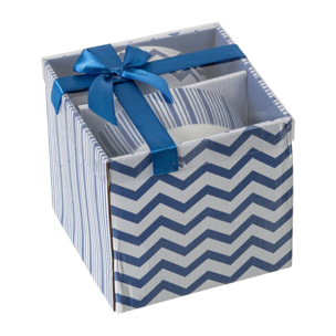 J-Line Bol Ligné - porcelaine - bleu/blanc - set de 2