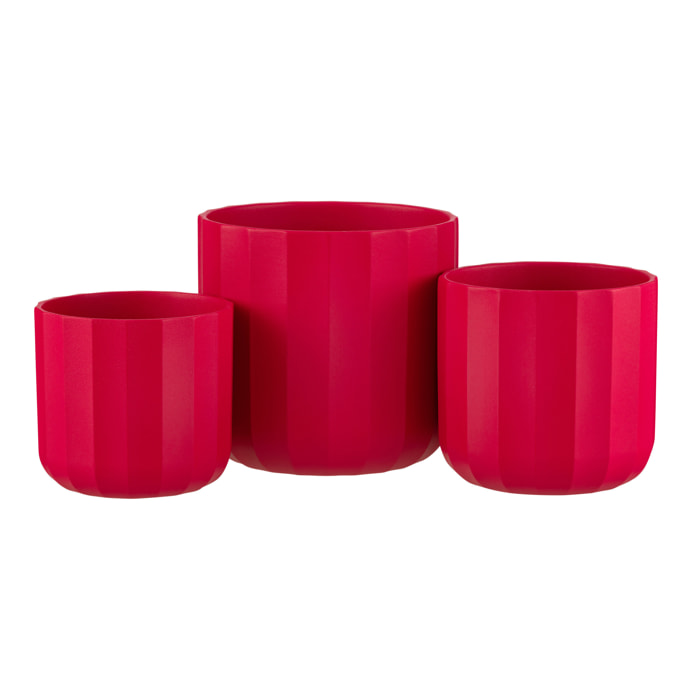 J-Line cache-pot Summer - céramique - rose - large - 2 pièces - Ø 18.5 cm