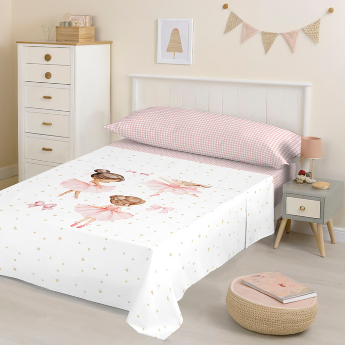 Cool Kids - Juego de Sábanas Estampadas - Infantil - Incluye 1 Funda de Almohada + 1 Sábana Bajera - 100% Algodón - Ballet