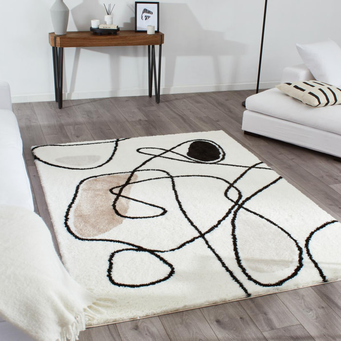 Tapis shaggy tissé motif géométrique CENU