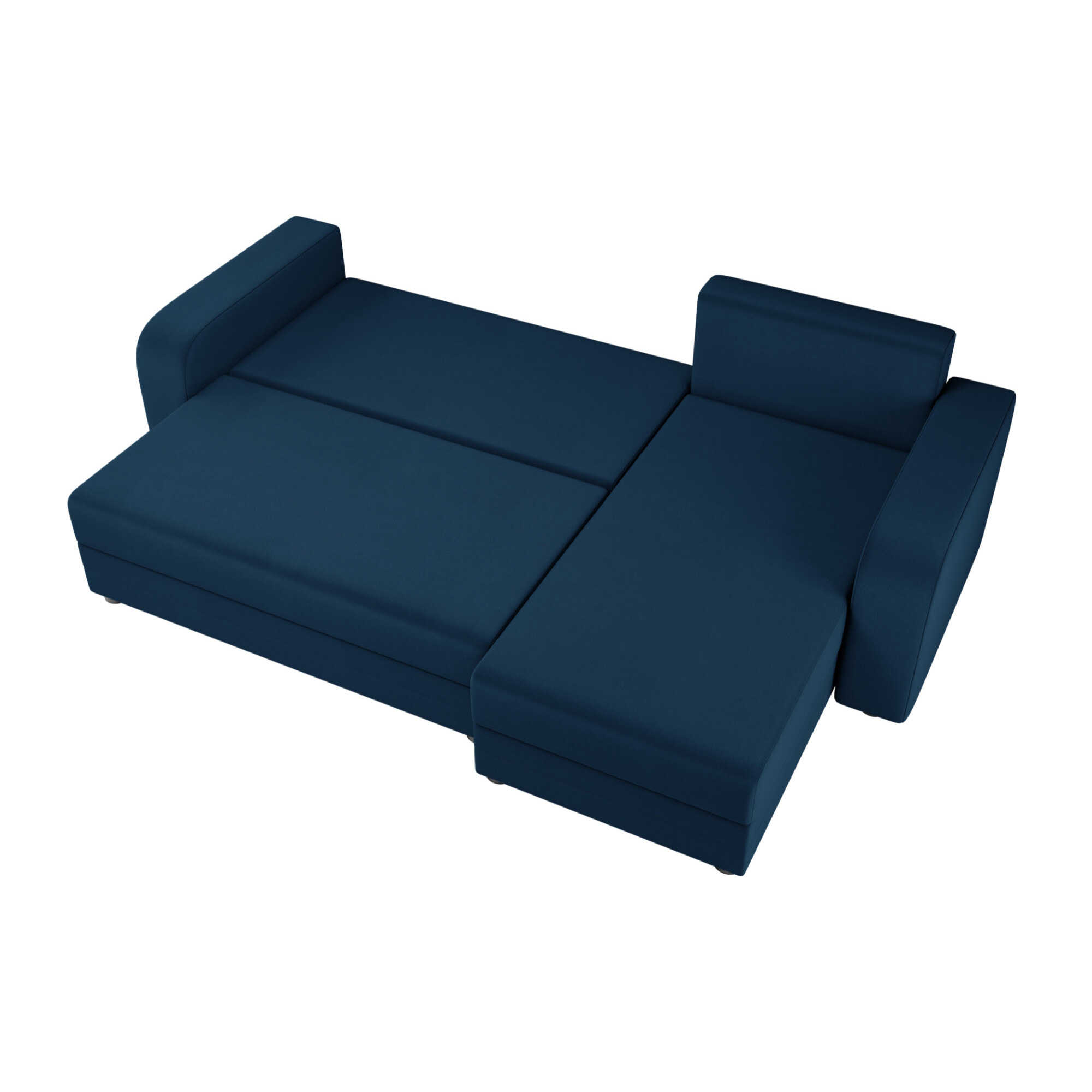 Harvey - Canapé d'angle réversible 4 places convertible avec coffre en velours - Bleu marine