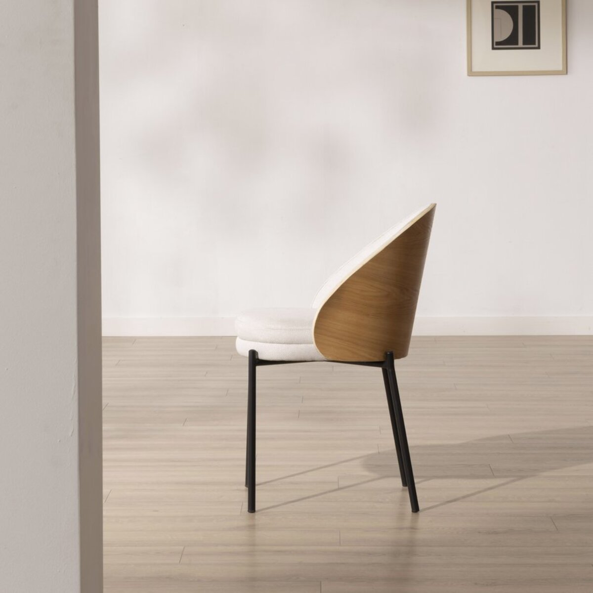 Chaise rembourrée Giza -tissu et bois-couleur beige 52 x 77 x 54 cm