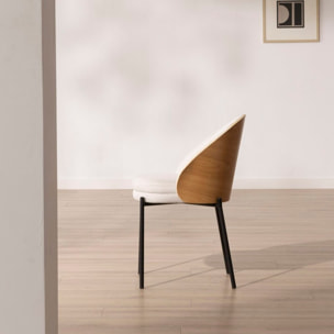 Chaise rembourrée Giza -tissu et bois-couleur beige 52 x 77 x 54 cm