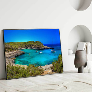 Affiche encadrée crique méditerranéenne turquoise Affiche + cadre en métal - Noir