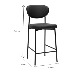 Tabourets de bar fixes noirs H65 cm (lot de 2) BREKA