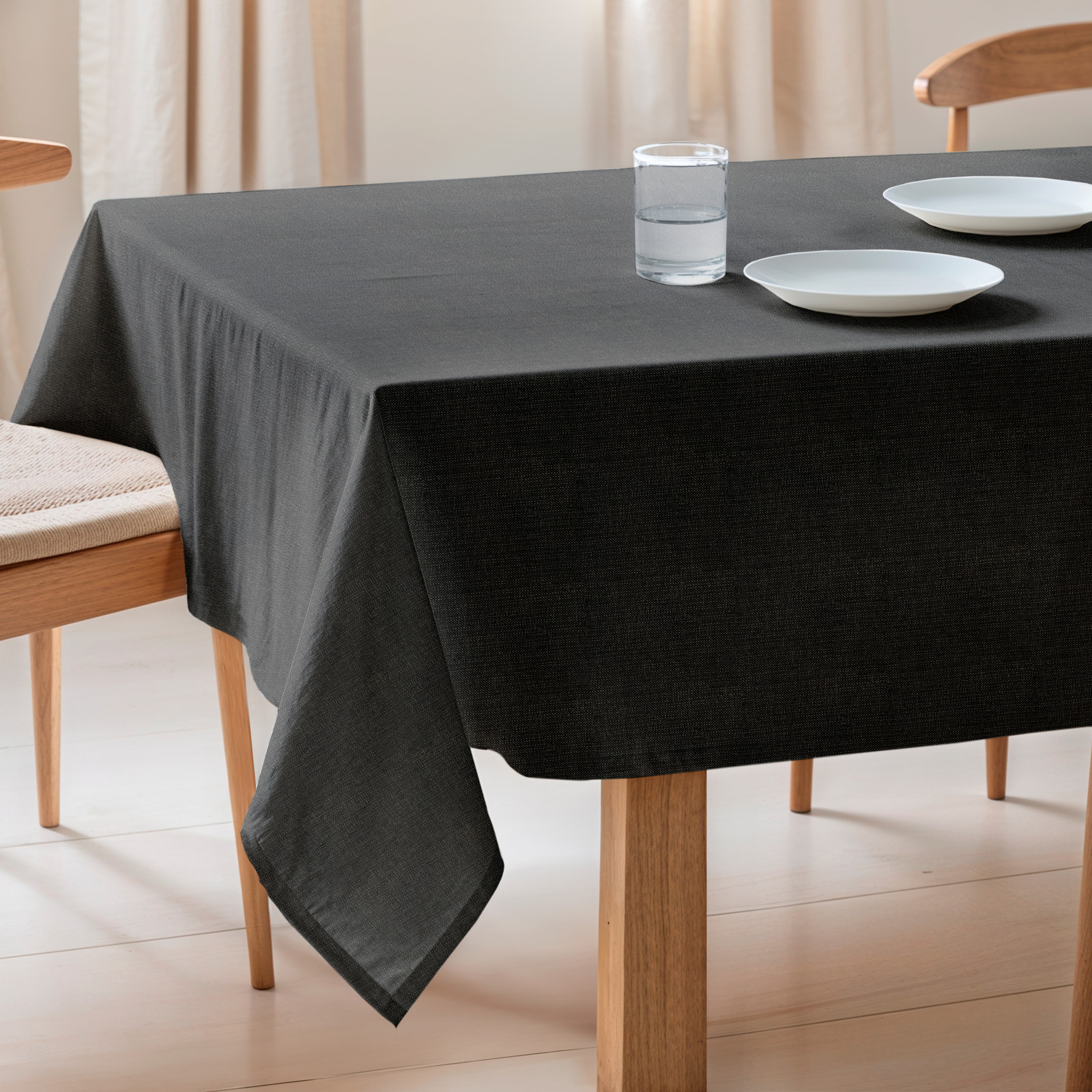 Nappe jacquard unie antitache Indra Black