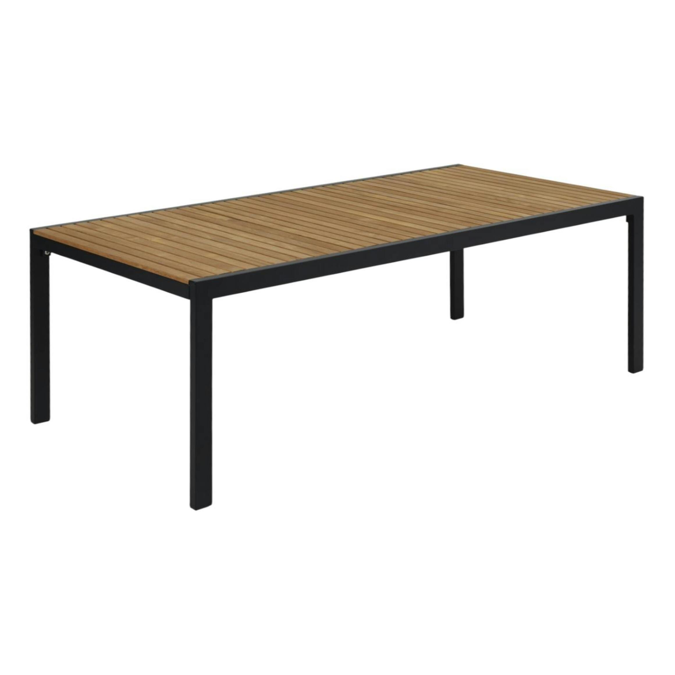 Salon de jardin en aluminium noir et teck (4 pièces) STOCKHOLM