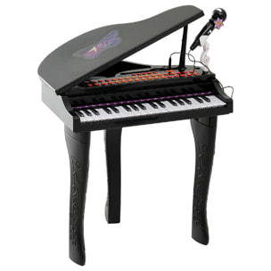 Piano à queue électronique 37 touches multifonctions avec micro haut parleur noir