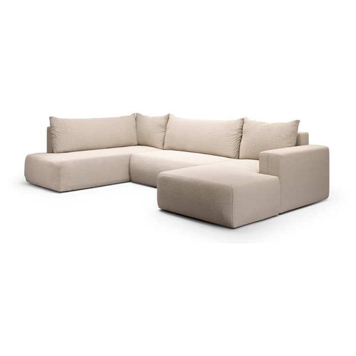 NALA - Canapé panoramique gauche 5 places en tissu beige