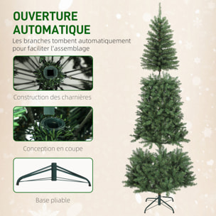 Sapin de Noël artificiel LED x 350 blanc chaud ou multicolore 9 modes H.210 cm 1273 branches support vert