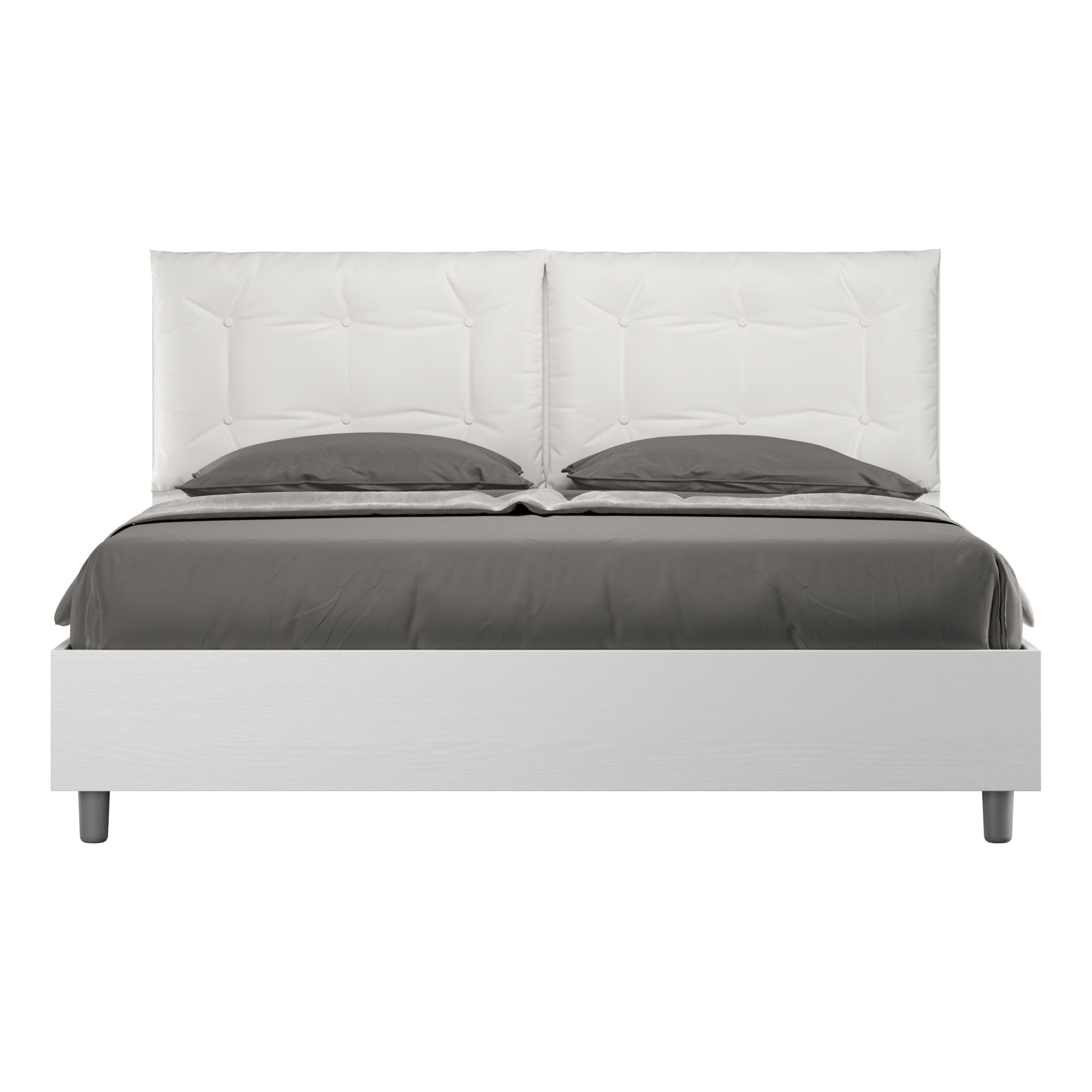 Letto con rete 160x200 cuscinatura similpelle bianco Egos Annalisa