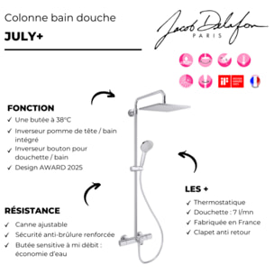 Colonne bain douche thermotastique July+ chromé