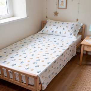 Drap de dessus BLUEY + taie d'oreiller 45x125